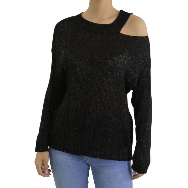 Maglia in lurex con dettaglio sulla spalla 